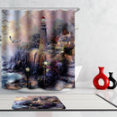 Home Hotel Bathroom Shower Room Door Window Decor Seaside House Print Charms Extra Long Fabric Bath Shower Curtain With 12 Hooks