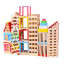 Children Wooden 150pcs Building Stacking Blocks Bricks Toy Construction Set Kids Domino Games