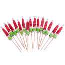 140 Pieces Hawaiian Watermelon Umbrella Cocktail Picks Hula Beach Party Bamboo Sticks Fruit Decoration Party Supplies 10cm