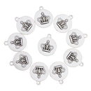 10 Pcs Vintage Punk Antique Silver Round Crown Alloy Pendant Necklace Crafts