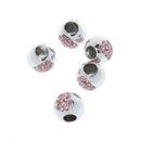 5pcs Pink Crystal Silver Loose Charms Beads For European Bracelet Chain