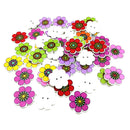 50Pcs Assorted SunFlower Wooden Buttons 2 Holes Scrapbooking Embellishments