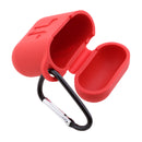 Wireless Earphone Case Accessories, Silicone Protective Cover + Key Ring Clasp Set for Apple Airpods Red