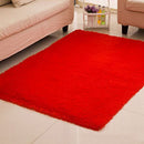 Fluffy Rug Anti-Skid Shaggy Area Rug Home Bedroom Carpet Floor Mat Red