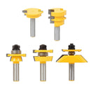 5pcs Carbide Router Bit Set 1/2 Shank Milling Cutter Tongue and Groove Router Bit Set Woodworking Tools
