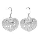 Women Jewelry Classical Silver Heart Shape Hollow Dangle Earrings Ear Studs