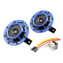 Super Loud Blast Tone Grill Mount 12V Electric Compact Car Horn Kit Blue