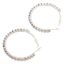 1Pair Womens Crystal Rhinestone Earrings Silver Hoop Earrings 40mm