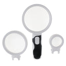 Premium Magnifying Glass 3 Lenses with LED Lights Handheld Portable Magnifier 2.5x, 5x, 16x Set
