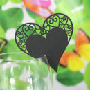 50x Heart Wine Glass Place Card Wedding Baby Shower Party Decor Black