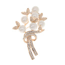 Women Fashion Jewelry Rose Gold Flower Crystal Clothing Suit Accessory Brooch Pin