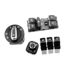 6PCS Headlights & Windows & Mirror Control Chrome Switch For VW Passat B6