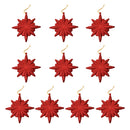 Glitter Diamond Snowflake Christmas Tree Hanging Charms Home Decor Ornaments Red Pack Of 10PCS