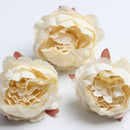 10 Pieces Artificial Silk Rose Bract Flower Head for DIY Headwear Wedding Decoration - Creamy White