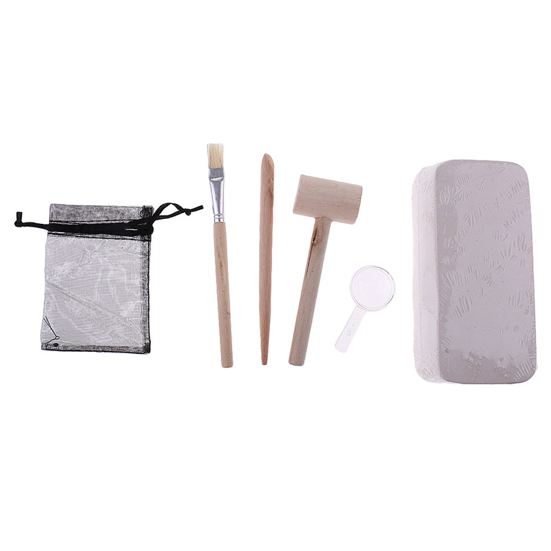 1 Set Natural Stone Dig Out Unearth Discover Toy with Digging Tools Brush Magnifying Glass
