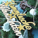 Weihnachten Design Wood Christmas Tree Ornament Home Door Hanging Decoration Gold