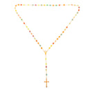 Mens Hip 6mm Rose Flower Beads Rosary Pray Hand Jesus Cross Pendant Necklace