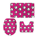 Set of 3PCS Home Bathroom Toilet Table Kitchen Use Skull Pattern Design Toilet Covers Non-slip Bathmat Carpet Rug