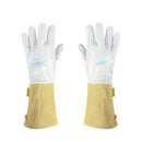 Cabretta Leather Welding Gloves - Heat/Fire Resistant, Perfect for Gardening/Oven/Grill/Mig/Stove/Pot Holder/ Tig Welder/BBQ -White& Yellow