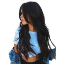 Women Synthetic Hair Full Wigs, Long Curly Wavy Hairpieces, Heat Safe for Cosplay Party Costume, Black 24