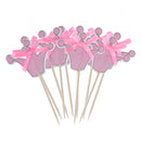 Pack of 12 Crown Style Cake Topper w/ Ribbon Bow Home Party Cake Centerpieces Pink