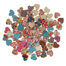 100 Pieces Assorted Printed Heart Shape Wood Slice Pieces Wedding Table Decoration Embellishments 21mm