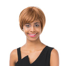 HEAT RESISTANT 10 inches Very Short Layered Straight 100% Human Hair Wigs + Cap for for Cosplay Party Daily Use Costume Gold