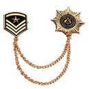 Retro Alloy Chain Brooch Pins Anise Star Shield Army Badge Mens Accessories