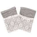 Women Lace Double Layer Leg Warmers Stretch Lace Sock Light Grey
