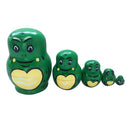 Set of 5PCS Hand Painted Frogs Animal Wooden Russian Matryoshka Nesting Dolls