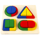 Kids Baby Wooden Geometry Building Blocks Board Puzzle Early Cognition Color Shapes Learning Educational Stacking Matching Toy