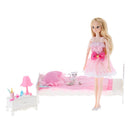 Plastic Dolls House Miniature Bedroom Furniture Kids Role Play Toy Xmas Gift