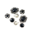 8 Pieces Metal Black Crystal Pendant Charms Findings for DIY Hair Accessories Jewelry Making Crafts
