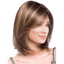 Medium Brown Women Girls Bob 14" Short Mixed Color Straight Synthetic Hair Wigs with Cap for Costume Party Daily Wear Natural Looking Shoulder Length