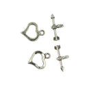 50Sets Tibetan Silver Cupids ARROW Heart Toggle Clasps Connector Jewelry DIY