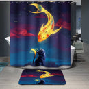 Home Hotel Bathroom Shower Room Door Window Decor Fish Cat Pattern Charms Fabric Bath Shower Curtain With 12 Hooks