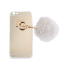 Gold Mobile Phone Case Protective Back Cover with Imitation White Wool Ball for iPhone 6 / 6S