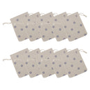 10 x Linen Jute Sack Jewelry Pouch Drawstring Gift Bags Favor Blue Flower