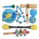 Kids Musical Instrument Backpack Tambourine+Maracas+Finger Castanets+Waist Bells Early Learning Educational Toys