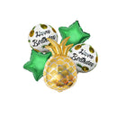 Pack of 5 Happy Birthday Pineapple Star Balloon Set Hawaiian Luau Party Supplies