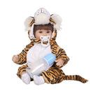 40cm Adorable Vinyl Reborn Awake Baby Doll Model in Tiger Jumpsuit Outfit Accessories