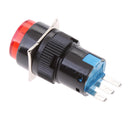 Pushbutton Switch, DC 12V LED Lamp 3 Pin Latching Round Cap Push Button Switch Connectors 3A-250V/AC,5A/30VDC Red