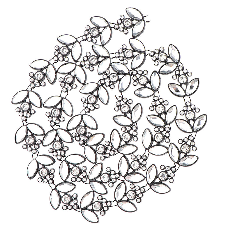 1 Yard Flower Leaf Rhinestone Applique Trim 1 Yard for Wedding Party Home Decor