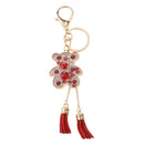 Hot Tassel Bear Charm Pendant Crystal Purse Bag Car Phone Key Chain Ring Keychain Keyring Red