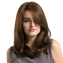 Women's Fashion Medium Long Curly Wave Wig Natural Full Head Wigs Brown