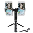 Foldable Mobile Phone Live Holder Stand Tripod With Two Phone Holder Clip