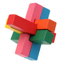Wooden Intelligence Toy Burr Puzzle Colorful Cross Puzzle 3D Brain Teaser Puzzle for Kids Children