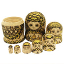7PCS Gold Plated Wooden Russian Nesting Dolls Babushka Matryoshka Kids Xmas Gift