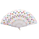 Wedding Spanish Style Dance Party Lace Silk Folding Hand Held Flower Fan Multi-color