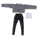 Adorable White Vest Striped Jacket Skinny Pants Clothes for Blythe Pullip Azone Doll Casual Wear